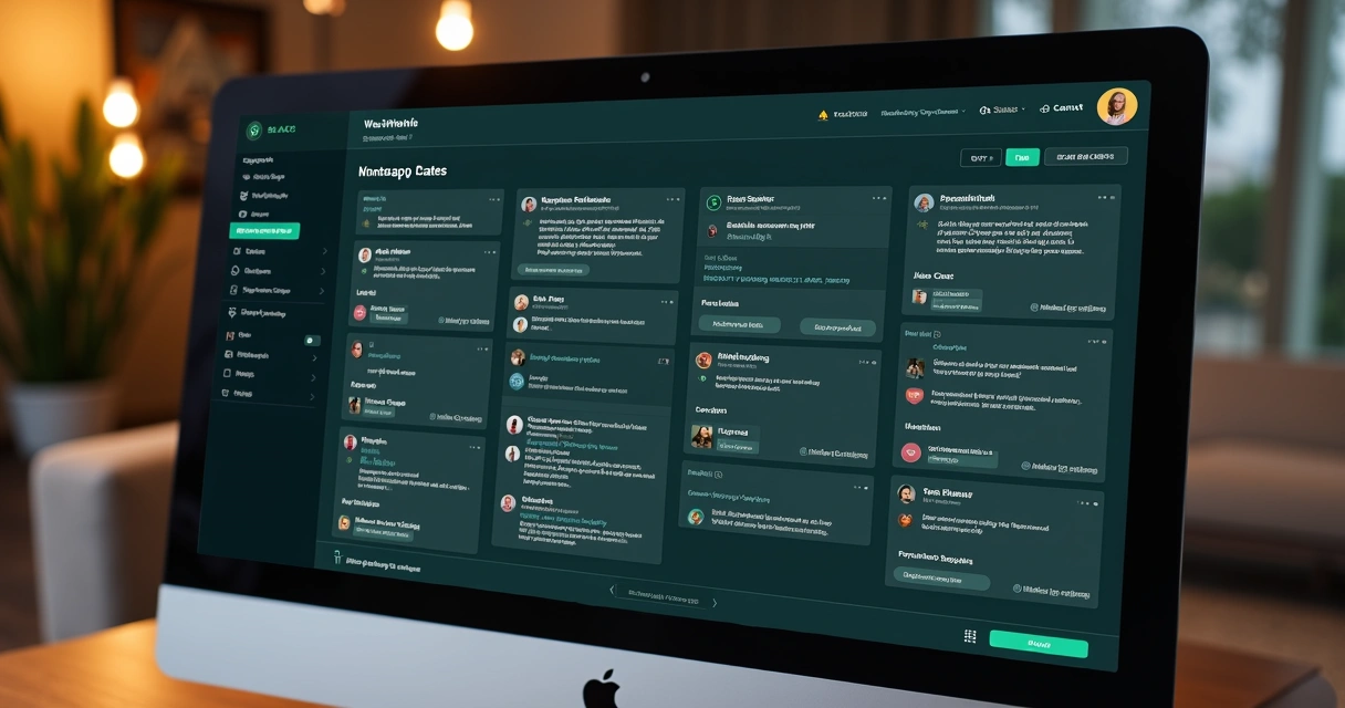 Painel do CRM WaSpeed mostrando colunas com contatos e mensagens organizadas em abas no WhatsApp 