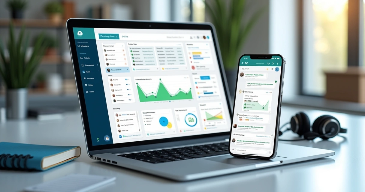 Painel de CRM com mensagens de WhatsApp e tarefas comerciais 