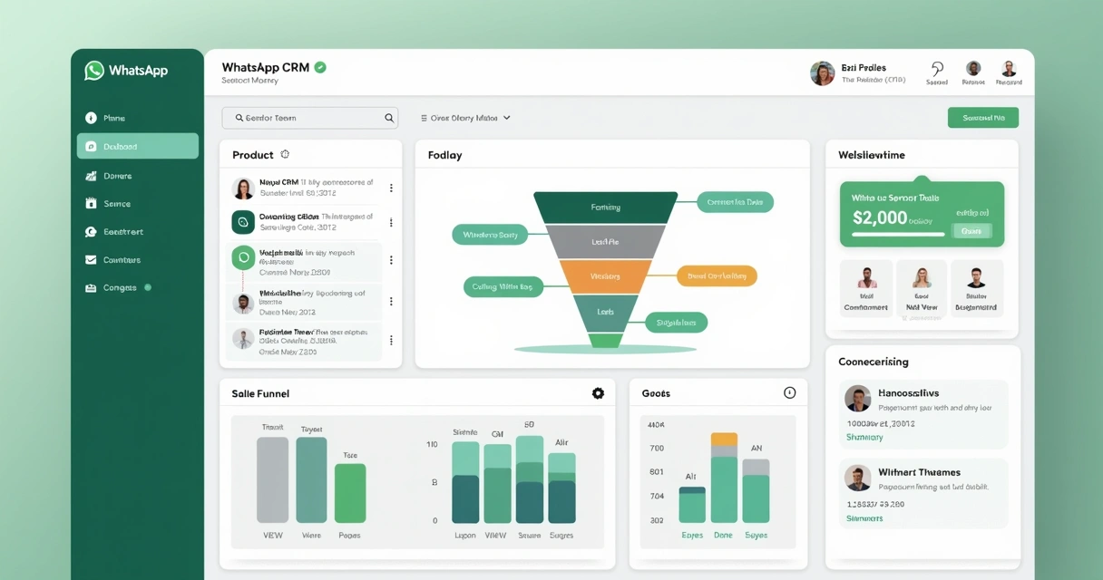 Painel de CRM integrado ao WhatsApp com funil, mensagens e indicadores