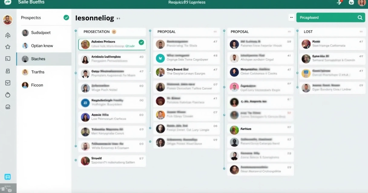 Painel de CRM Kanban no WhatsApp com contatos organizados em etapas de vendas
