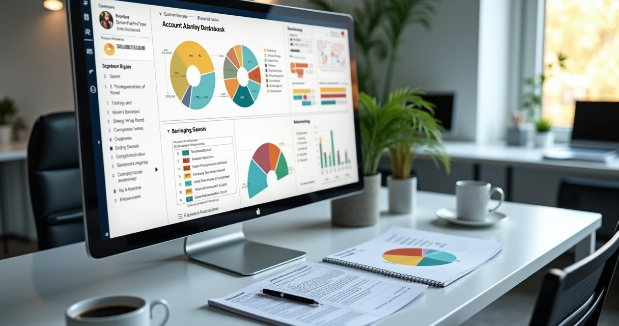 Painel com dados de contas e sinais de compra
