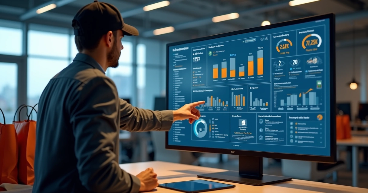 Painel com métricas de delivery em tela 