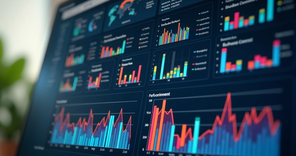 Painel com gráficos de desempenho escolar 
