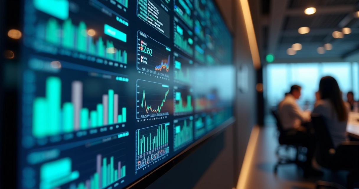 Painel digital com dados de desempenho da empresa 