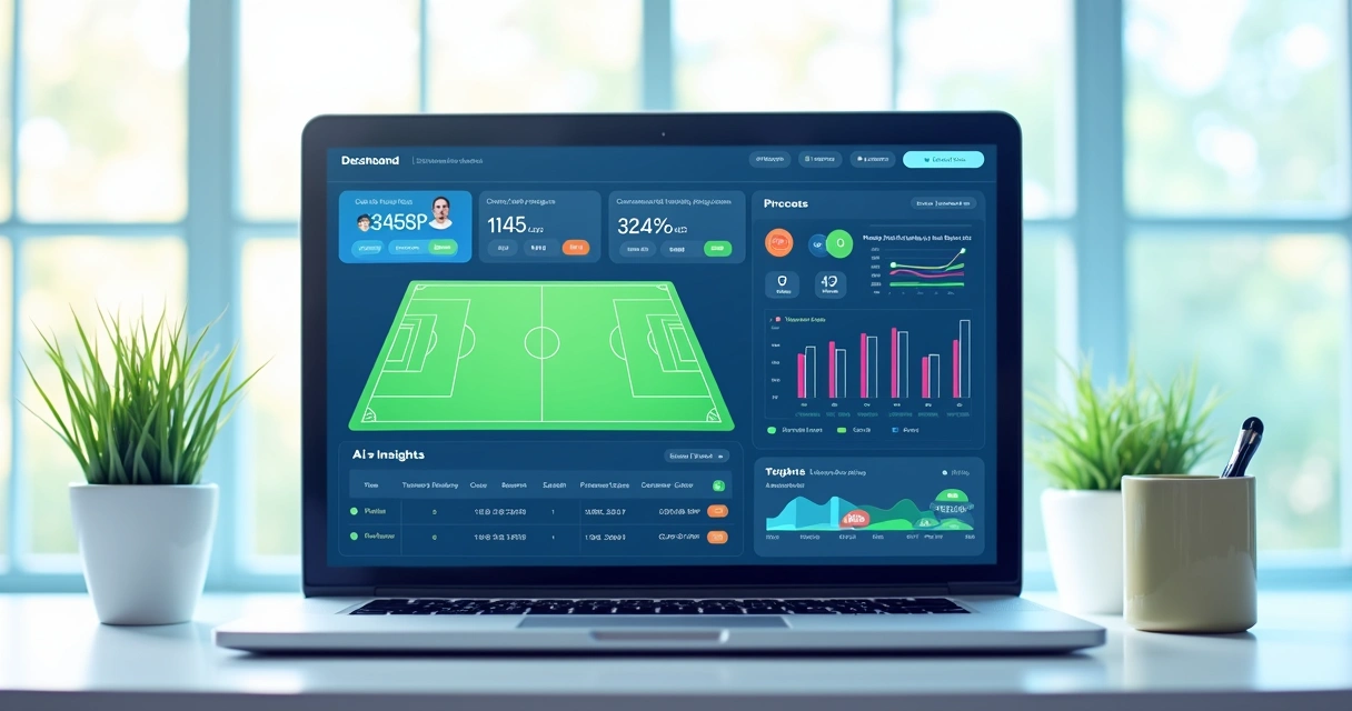 Painel com gráficos de apostas e jogos de futebol 