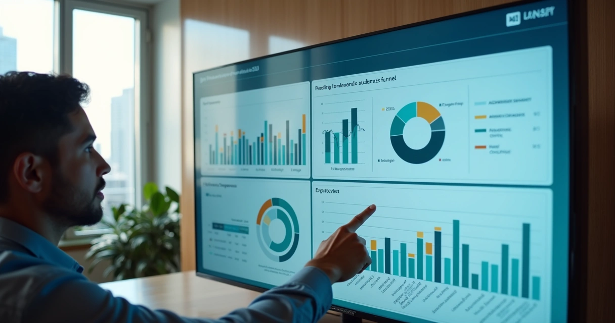 Dashboard de marketing com gráficos preditivos e métricas de campanha 