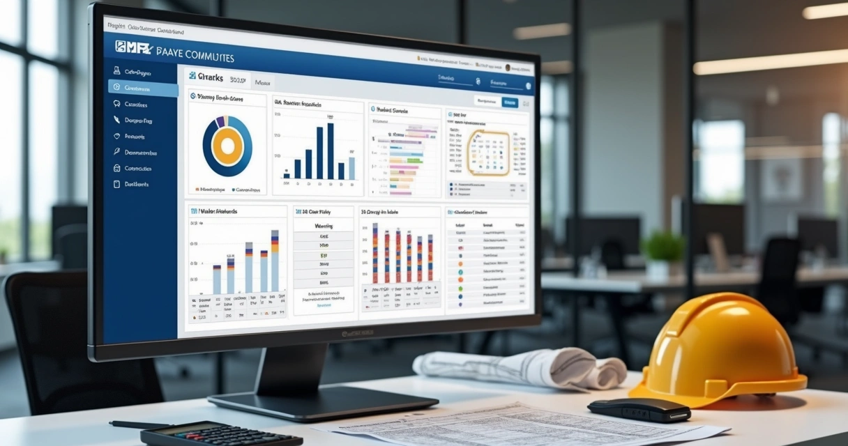 Painel digital com dados de obra e alertas fiscais 