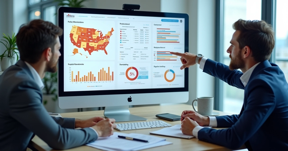 Painel político com mapas, gráficos e agenda em tela grande 