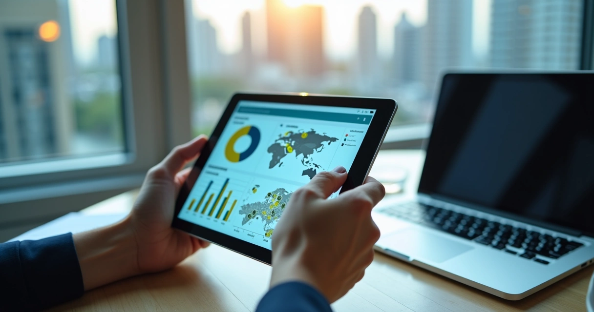 Painel visual de dados com gráfico, segmentação e mapa 