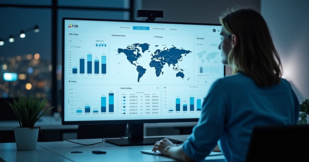 Painel de dados com gráficos de prospecção B2B 