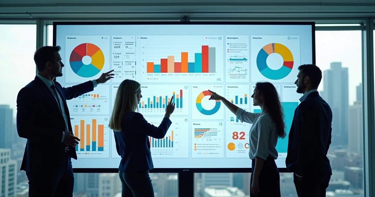 Painel digital mostrando dados do orçamento público e gráficos interativos