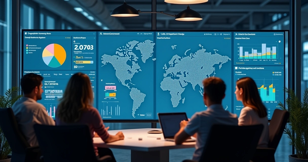Painel de dashboard de campanha digital mostrando métricas em tempo real, cliques e conversões 