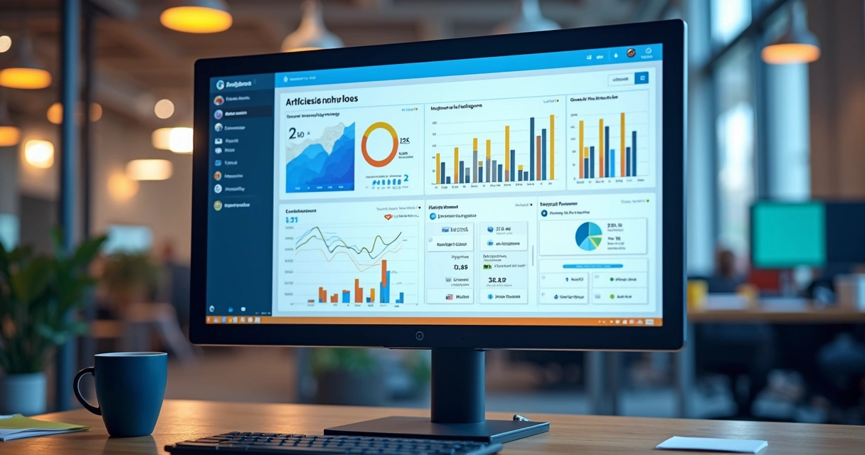 Painel de dashboard com gráficos de dados de recrutamento com destaque para análise de IA 