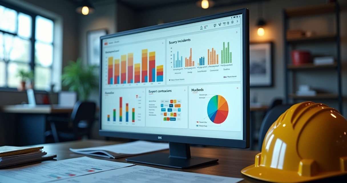 Painel digital exibindo dashboard de OKR em mineração