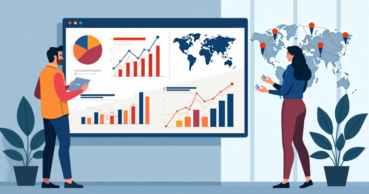 Dashboard digital mostra gráficos de perfomance de vendas e engajamento entre escritório contábil e canais parceiros 