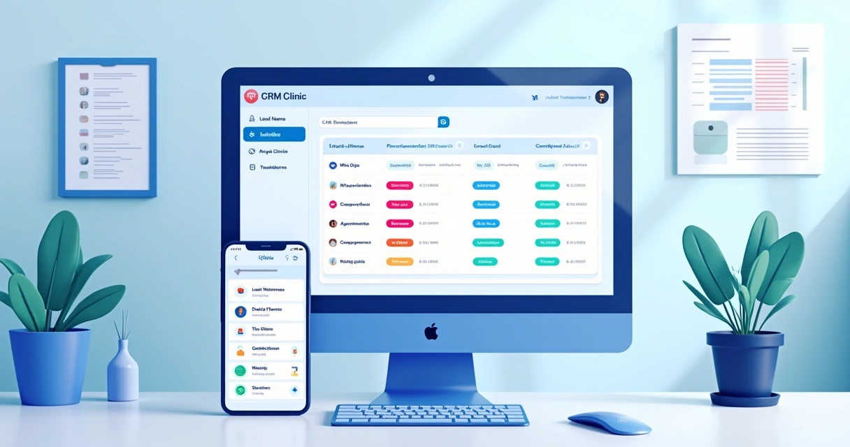 Painel de controle de CRM para clínica odontológica exibindo leads e agendamentos 