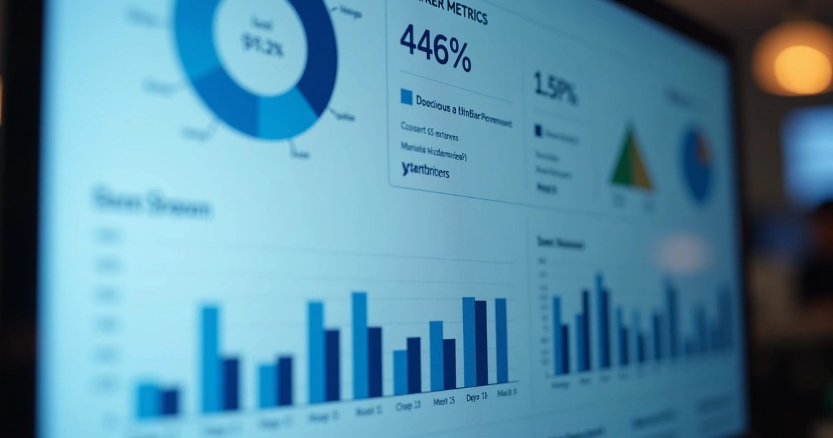 Painel de dados com métricas de marketing digital 