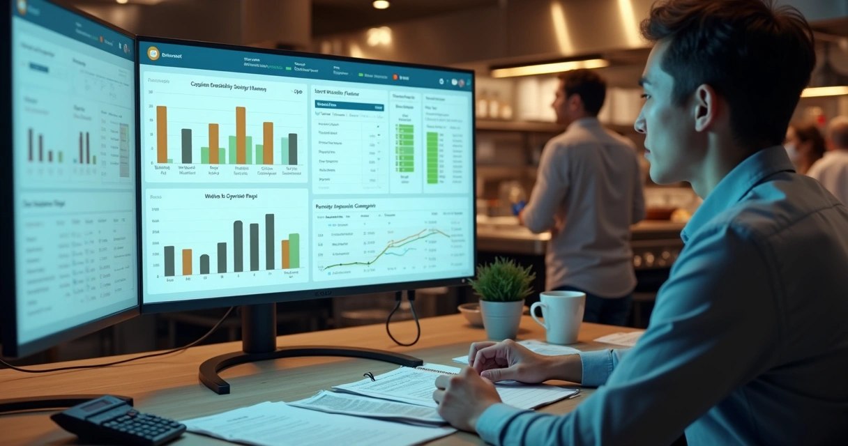 Painel de métricas de delivery em restaurante 