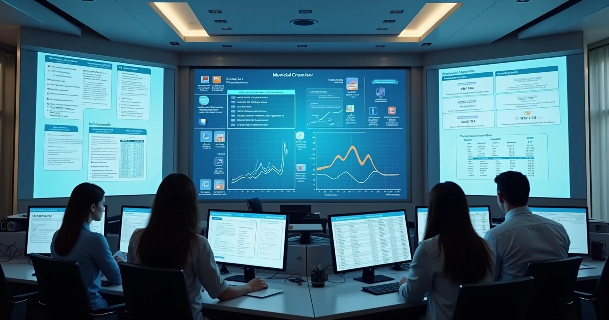 Painel digital com dados e documentos de uma câmara municipal 