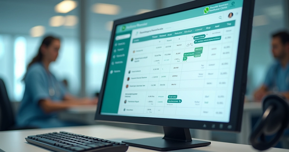 Painel digital de atendimento com agenda e conversas de pacientes