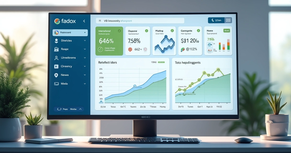 Visual de painel digital para pagamentos internacionais na tela de computador