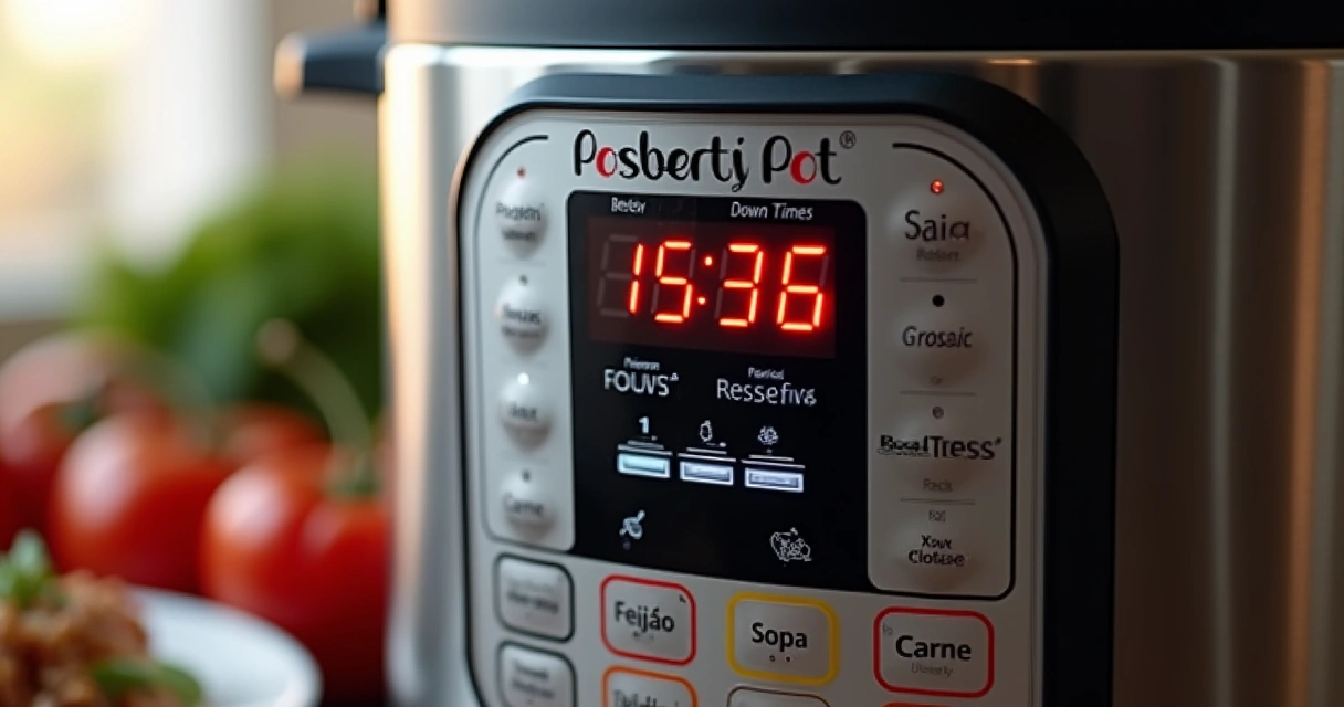Painel digital de panela de pressão elétrica com timer e receitas 