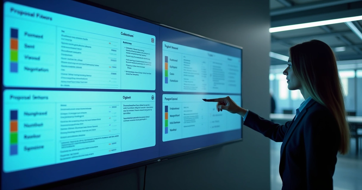 Painel digital mostra status da proposta comercial e assinatura eletrônica 