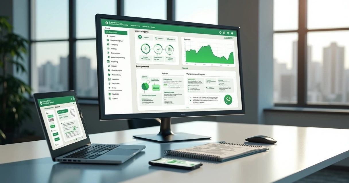 Painel com disparo automático de mensagens no WhatsApp em ambiente corporativo moderno 