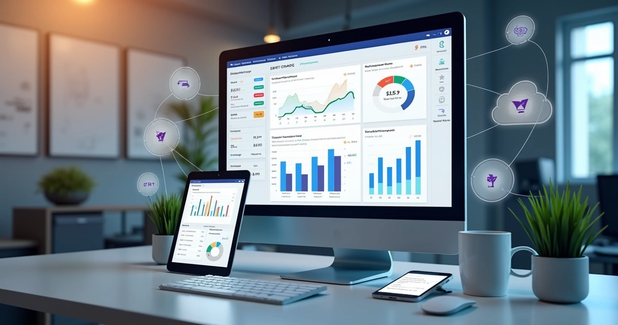 Painel financeiro digital mostrando DRE automatizado 