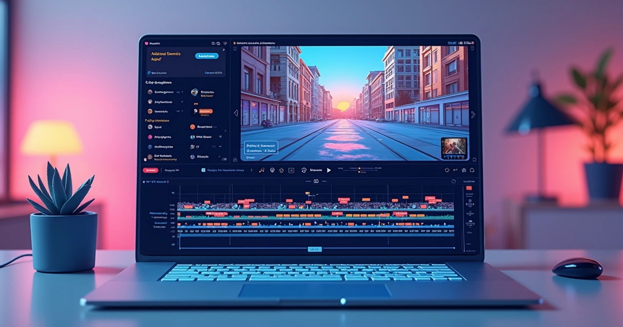 Painel mostrando interface de edição de vídeos curtos com IA. 