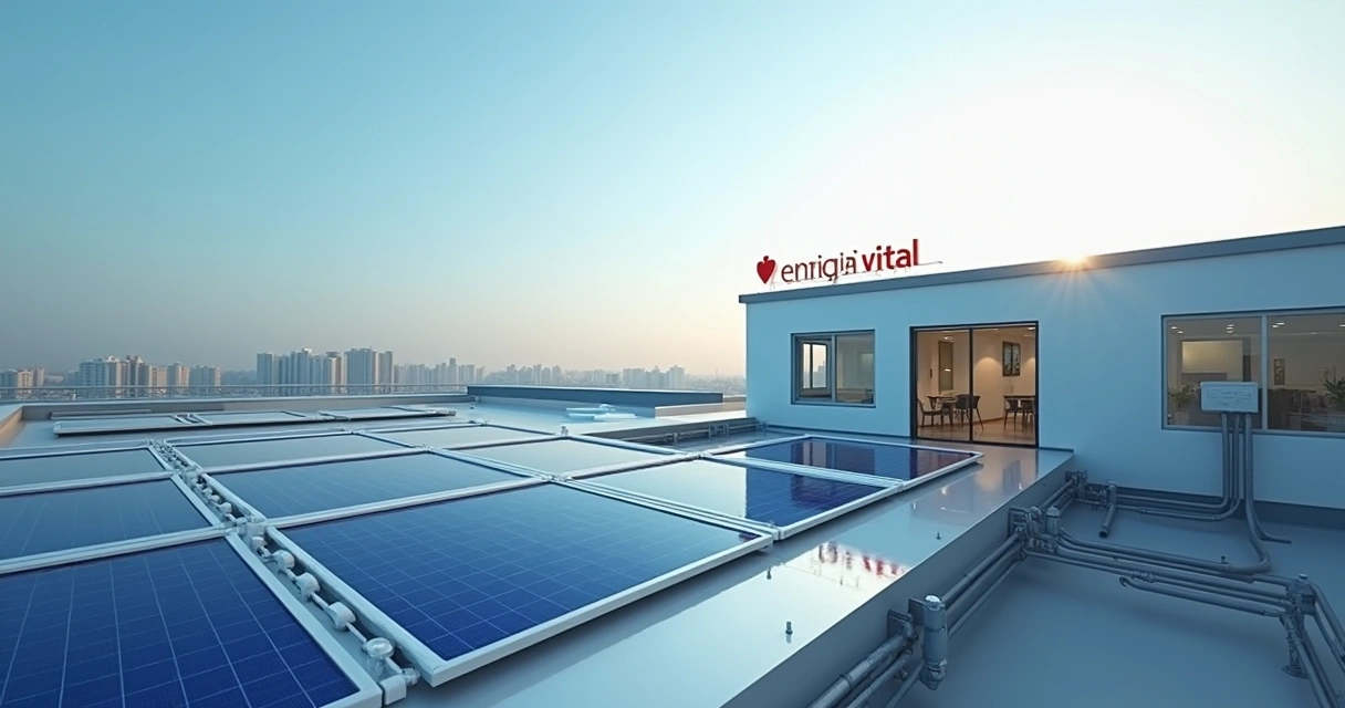 Painel solar em hospital com sistema elétrico 