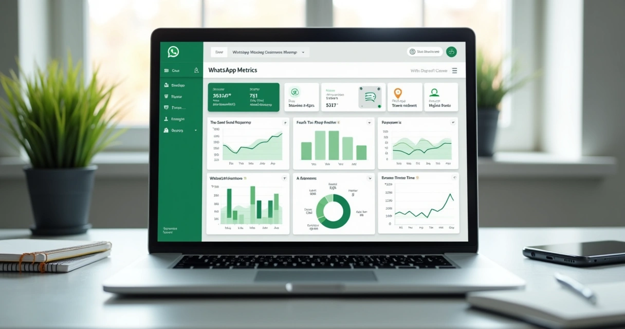Painel com métricas de envio e entrega no WhatsApp