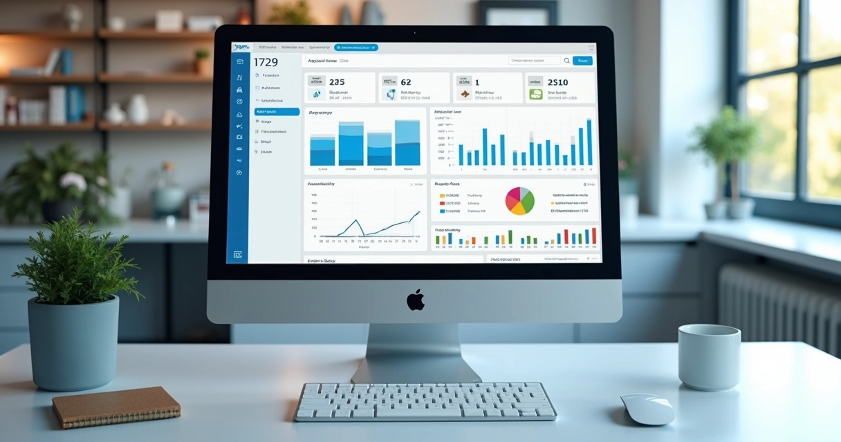 Tela de ERP para clínica com agenda, gráficos financeiros e prontuário