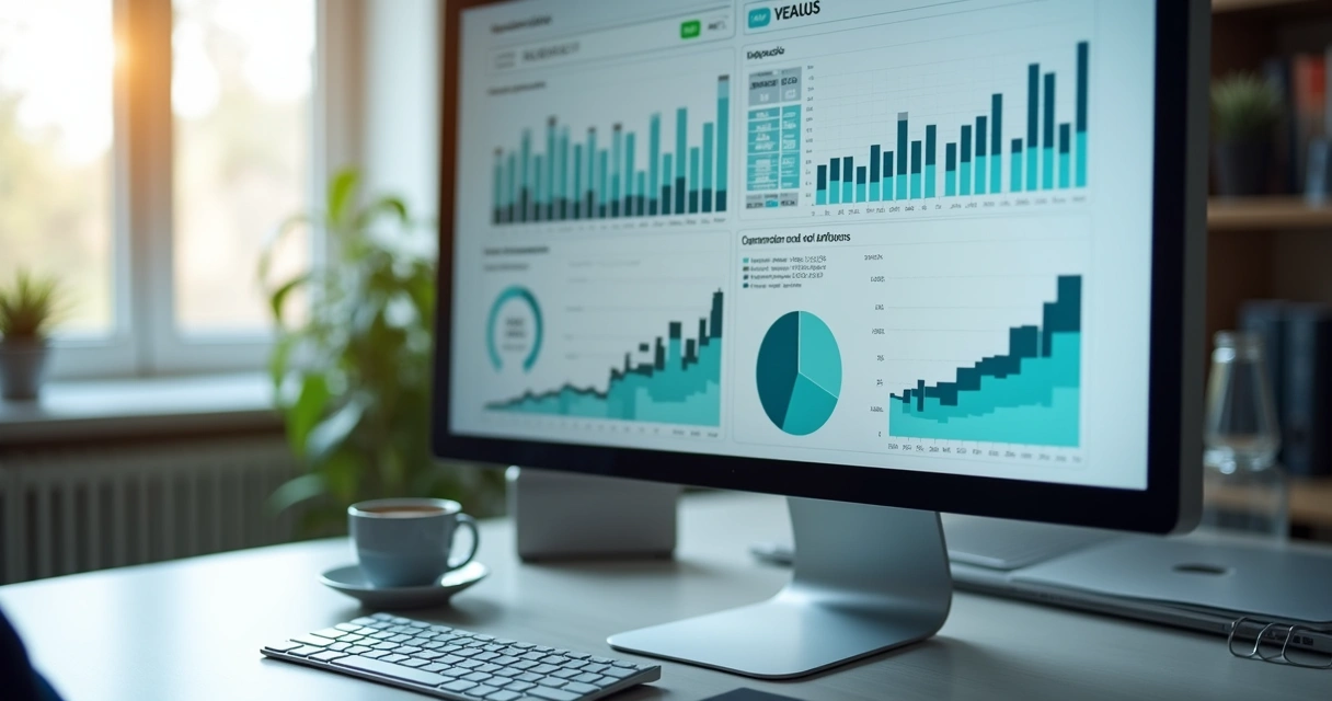 Painel ERP com gráficos financeiros e estoque 