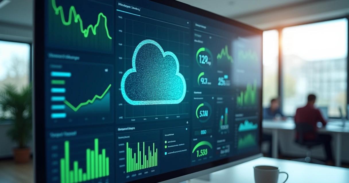 Painel de ERP em nuvem com gráficos de análise de negócios 