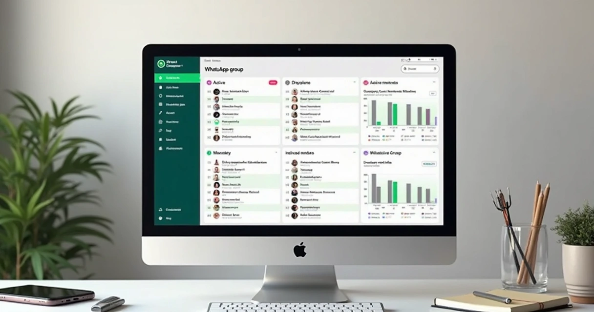 Painel com estatísticas de participação de membros em grupo do WhatsApp 