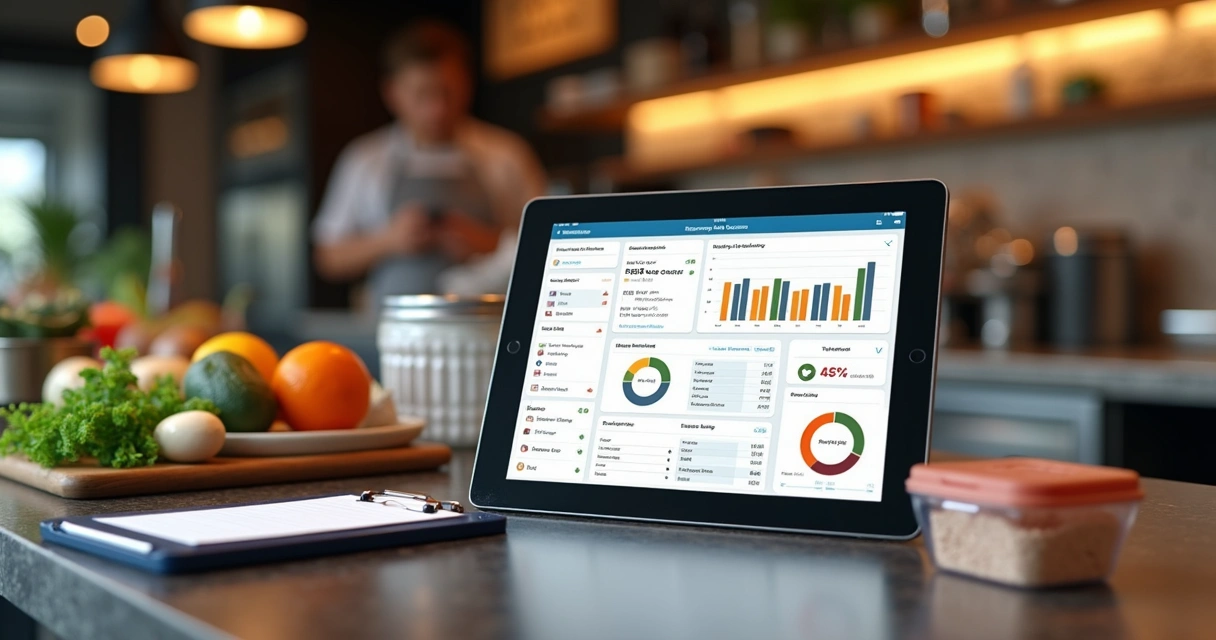 Painel de controle de estoque e custos em restaurante 