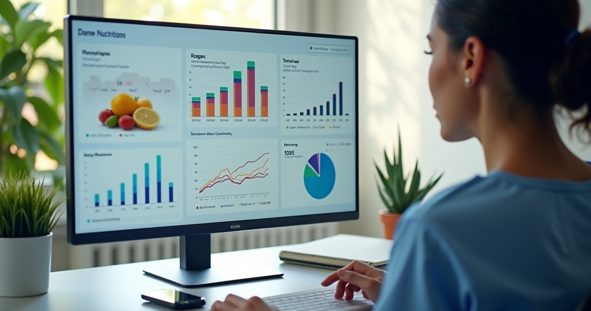 Painel de evolução do paciente com gráficos e indicadores visuais 