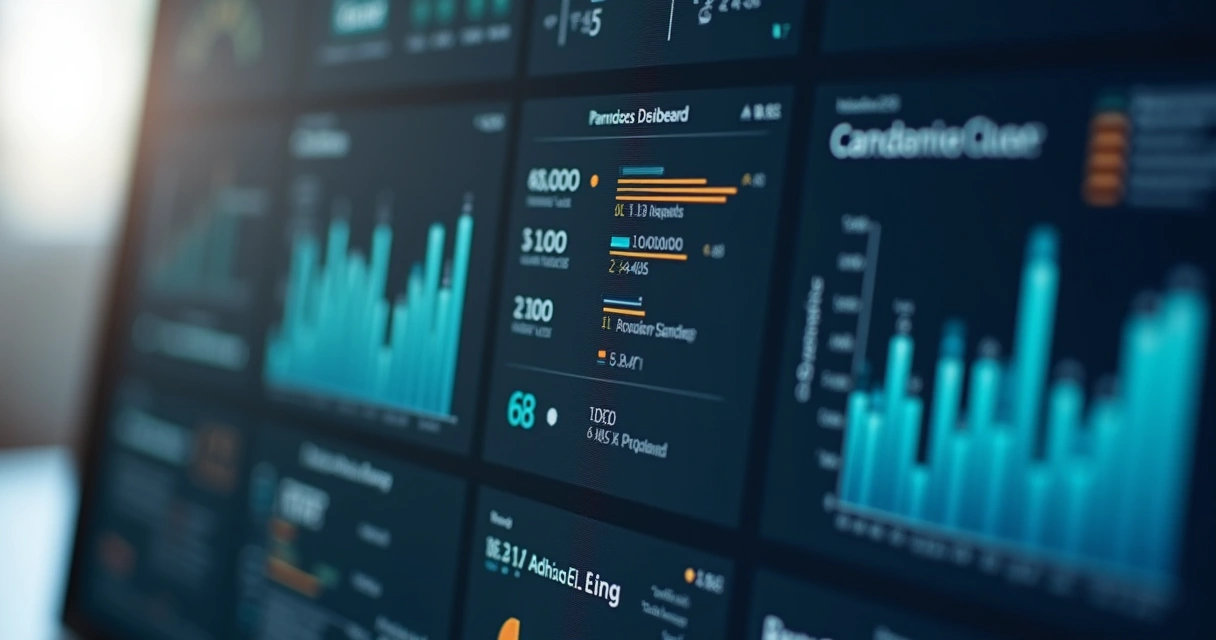 Dashboard executivo de gestão condominial com indicadores visuais 