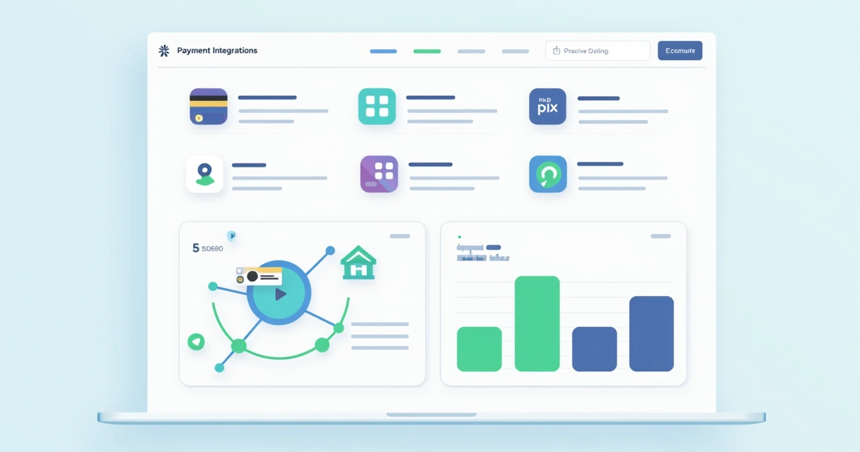 Tela de painel simples com integrações de pagamento conectadas 