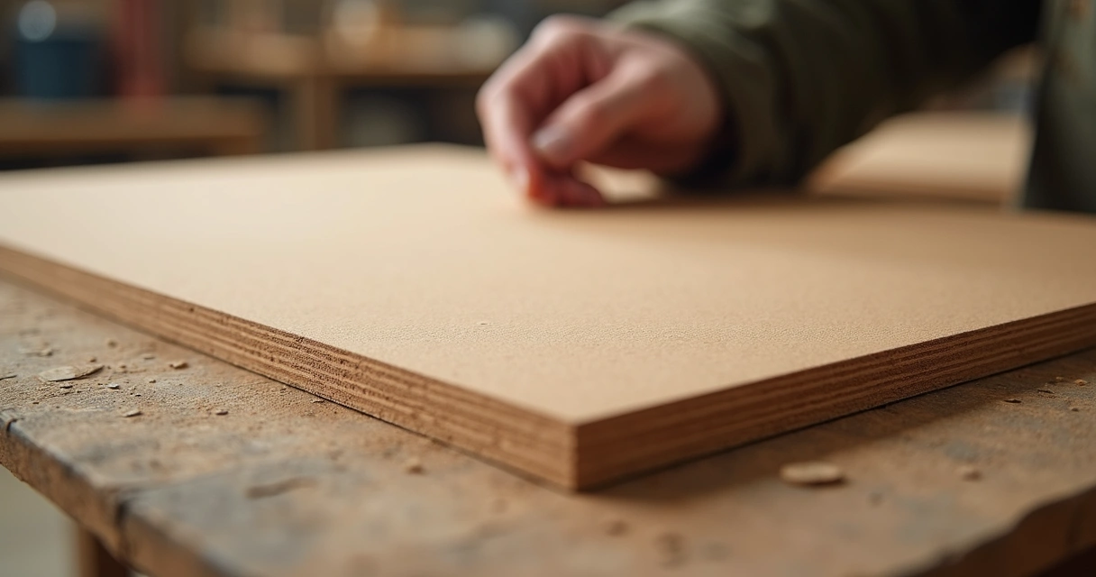 Painel de MDF mostrando textura das fibras de madeira