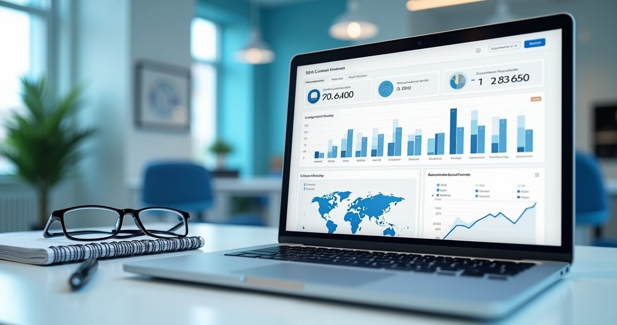 Painel financeiro em notebook com indicadores da clínica