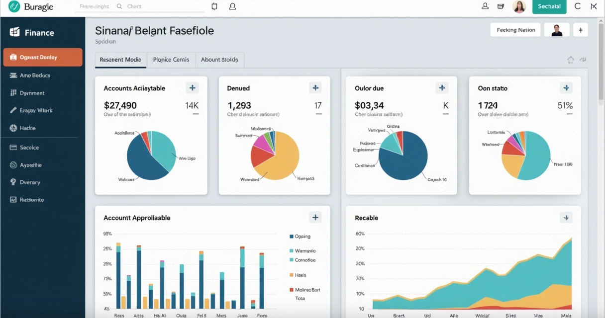 Painel financeiro ERP mostrando contas a pagar e a receber 
