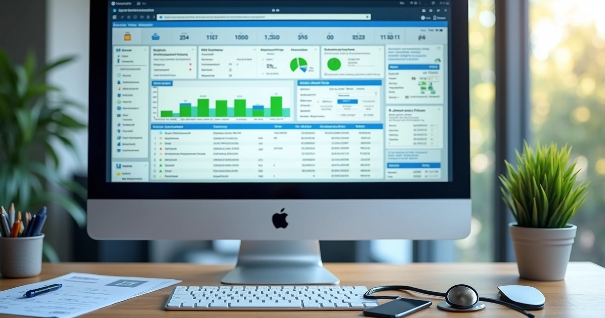 Painel de ERP com notas fiscais e fluxo financeiro