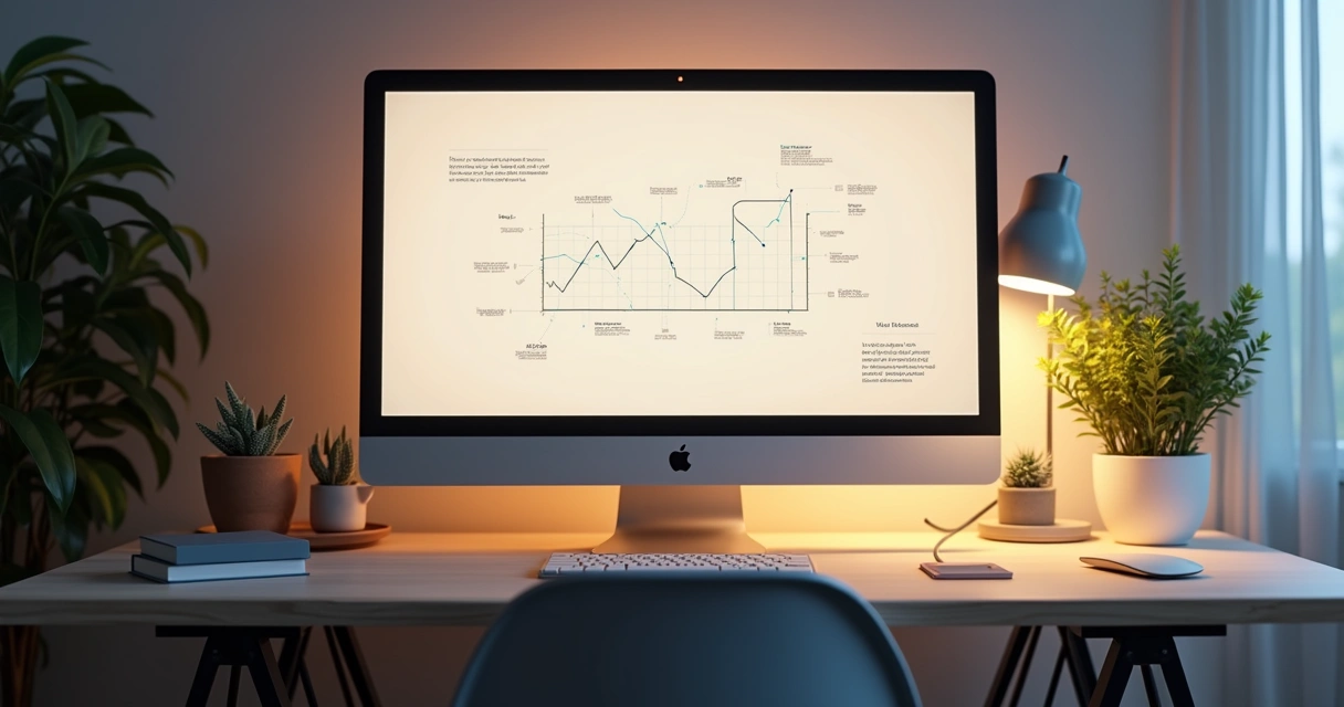 Painel financeiro limpo e intuitivo em tela de computador 