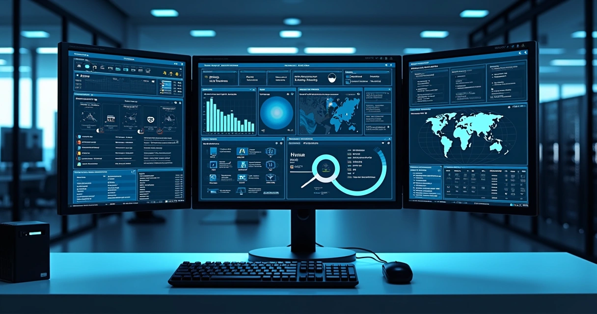 Painel de firewall em central de TI 
