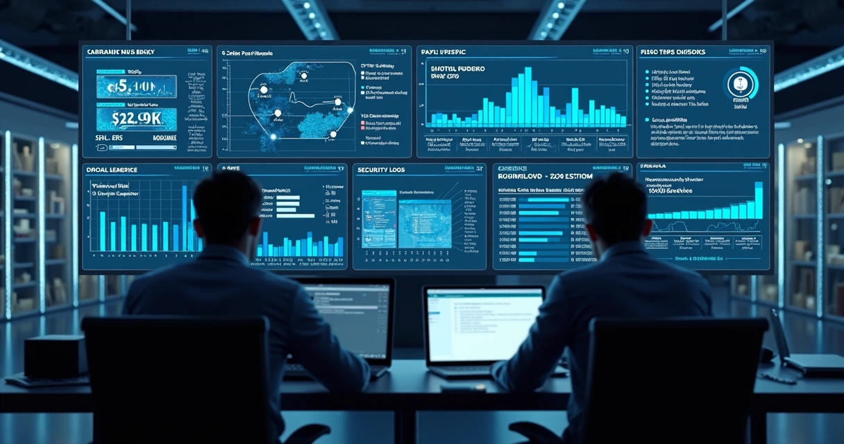 Painel de monitoramento de firewall em central de TI 