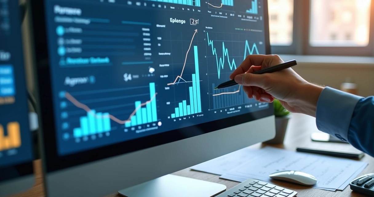Painel financeiro com fluxo de caixa e indicadores de crédito 