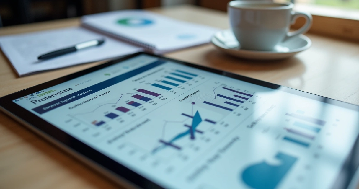 Painel de indicadores de fornecedores em tablet 
