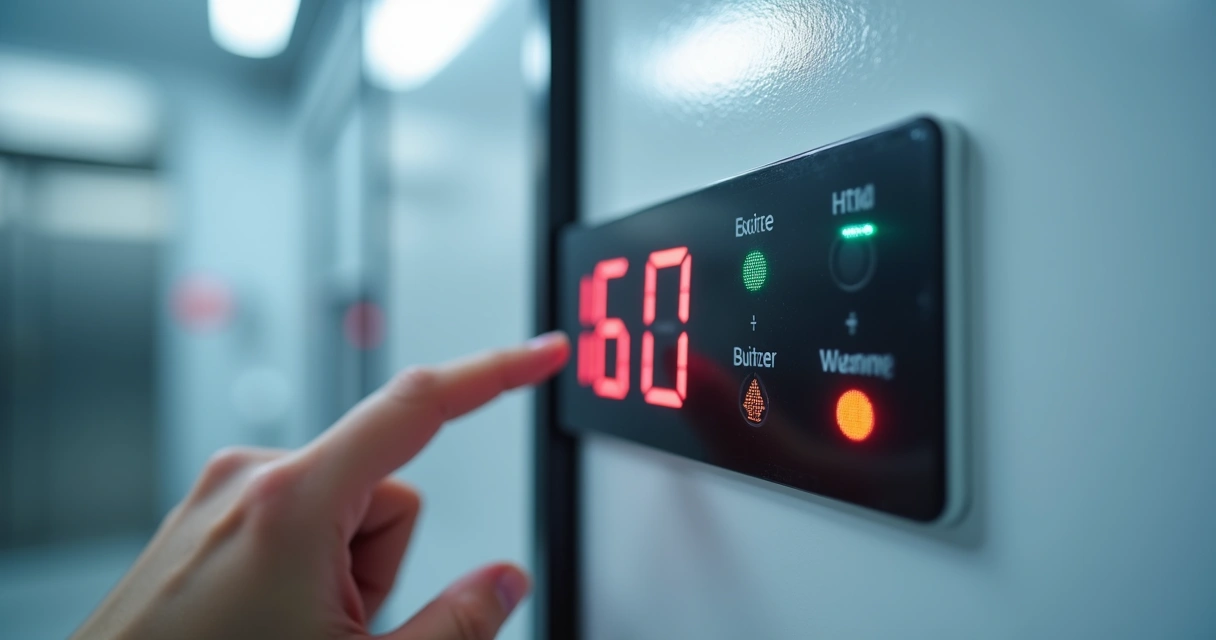 Painel digital de freezer com números piscando 